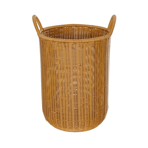 GloboStar® Artificial Garden TORINO 21493 Διακοσμητικό Πλεκτό Καλάθι - Κασπώ Γλάστρα - Flower Pot Μπεζ Φ31cm x Υ47cm