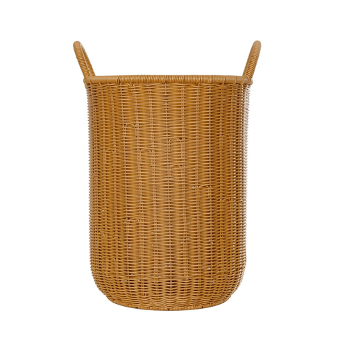 GloboStar® Artificial Garden TORINO 21493 Διακοσμητικό Πλεκτό Καλάθι - Κασπώ Γλάστρα - Flower Pot Μπεζ Φ31cm x Υ47cm