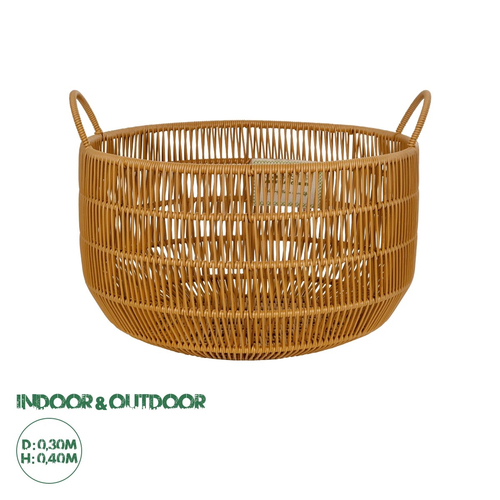 GloboStar® Artificial Garden COCOA 21495 Διακοσμητικό Πλεκτό Καλάθι - Κασπώ Γλάστρα - Flower Pot Μπεζ Φ30cm x Υ40cm