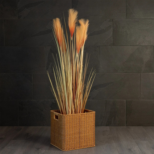 GloboStar® Artificial Garden CAVES 21496 Διακοσμητικό Πλεκτό Καλάθι - Κασπώ Γλάστρα - Flower Pot Μπεζ Μ32 x Π28 x Υ30cm