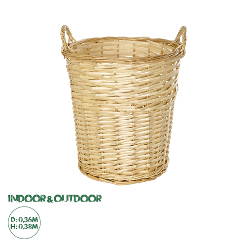 GloboStar® Artificial Garden ARIZONA 21503 Διακοσμητικό Πλεκτό Καλάθι - Κασπώ Γλάστρα - Flower Pot Μπεζ Φ36 x Υ38cm