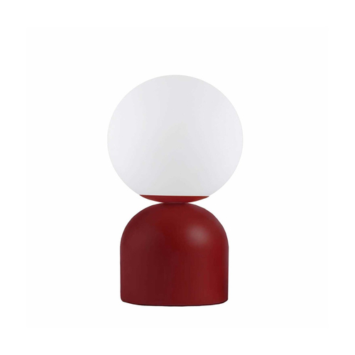 GloboStar® MAGIC 204-0135 Μοντέρνο Eπιτραπέζιο Φωτιστικό Μονόφωτο 1 x E14 IP20 Κόκκινο Μέταλλο με Λευκό Γυαλί - Μ13 x Π13 x Υ28cm