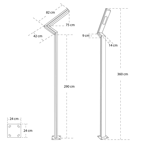 GLOBOSTAR® ZAPOPAN 90838 Φωτιστικό Urban Light Πλατείας/Πάρκου LED 30W 4080lm 120° AC 220-240V Αδιάβροχο IP65 IK09 Φυσικό Λευκό 5000K - LUMILEDs SMD Chip & MEANWELL Driver - Γκρι Ανθρακί - Μ75 x Π14 x Υ360cm - 5 Χρόνια Εγγύηση