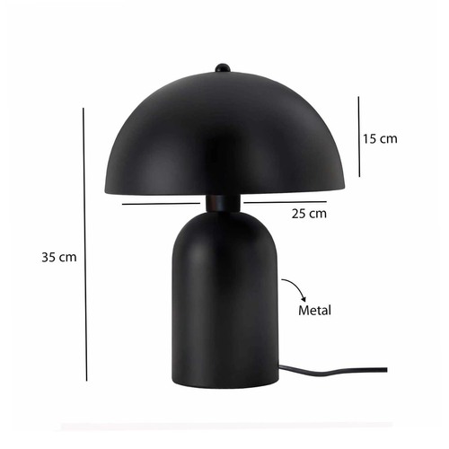 GloboStar® GASCO 204-0146 Μοντέρνο Eπιτραπέζιο Φωτιστικό Μονόφωτο 1 x E27 IP20 Μαύρο Μέταλλο - Μ25 x Π25 x Υ35cm