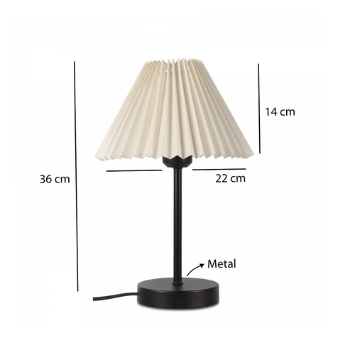 GloboStar® ORACLE 204-0156 Μοντέρνο Eπιτραπέζιο Φωτιστικό Μονόφωτο 1 x E27 IP20 Μαύρο Μέταλλο με Μπεζ Ύφασμα - Μ22 x Π22 x Υ36cm