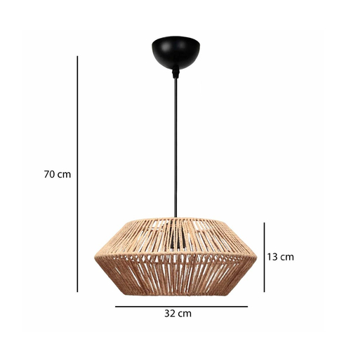 GLOBOSTAR® CASTRO 204-0164 Boho Κρεμαστό Φωτιστικό Οροφής με Ντουί 1 x E27 AC 220-240V IP20 - Μπεζ - Μ32 x Π32 x Υ13cm