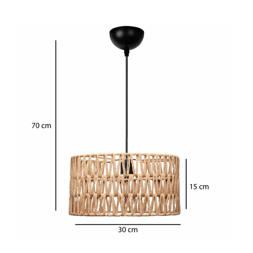 GLOBOSTAR® POMEGRANDE 204-0166 Boho Κρεμαστό Φωτιστικό Οροφής με Ντουί 1 x E27 AC 220-240V IP20 - Μπεζ - Μ30 x Π30 x Υ15cm