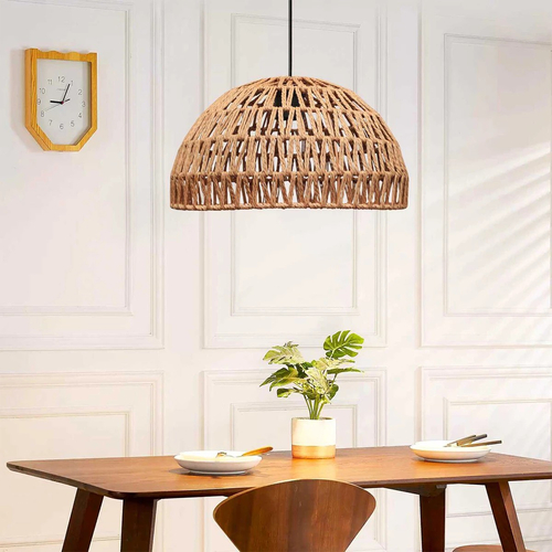 GLOBOSTAR® SAND 204-0167 Boho Κρεμαστό Φωτιστικό Οροφής με Ντουί 1 x E27 AC 220-240V IP20 - Μπεζ - Μ29 x Π29 x Υ16cm