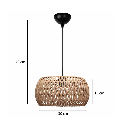 GLOBOSTAR® DARIO 204-0168 Boho Κρεμαστό Φωτιστικό Οροφής με Ντουί 1 x E27 AC 220-240V IP20 - Καφέ - Μ30 x Π30 x Υ15cm