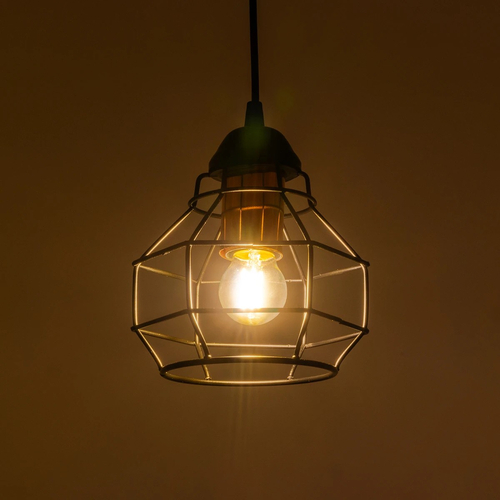 GLOBOSTAR® BUR 204-0180 Μοντέρνο Κρεμαστό Φωτιστικό Οροφής Μονόφωτο 1 x E27 AC 220-240V IP20 Μαύρο - Μ16 x Π16 x Υ19cm