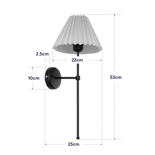 GLOBOSTAR® LING 204-0188 Μοντέρνο Φωτιστικό Τοίχου - Απλίκα με Ντουί 1 x E27 AC 220-240V IP20 - Μαύρο & Μπεζ - Μ22 x Π25 x Υ53cm