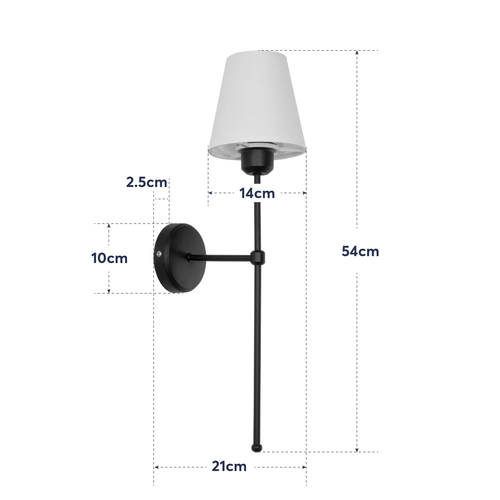 GLOBOSTAR® LING 204-0190 Μοντέρνο Φωτιστικό Τοίχου - Απλίκα με Ντουί 1 x E27 AC 220-240V IP20 - Μαύρο & Μπεζ - Μ14 x Π21 x Υ54cm