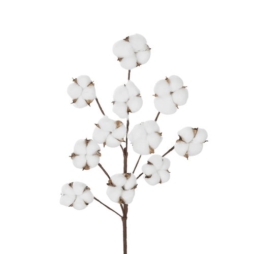 GloboStar® Artificial Garden COTTON BRANCH 20569 Τεχνητό Διακοσμητικό Κλαδί Βαμβάκι Μ30 x Π6 x Υ80 cm