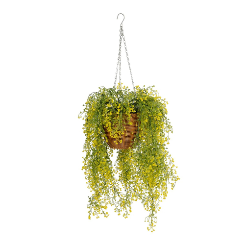 GloboStar® Artificial Garden GOLDEN BELL WILLOW HANGING PLANT 20626 Τεχνητό Κρεμαστό Διακοσμητικό Φυτό Κίτρινη Ιτιά Μ40 x Π40 x Y60cm