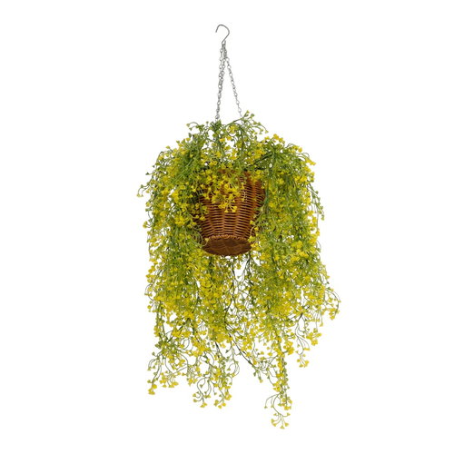 GloboStar® Artificial Garden GOLDEN BELL WILLOW HANGING PLANT 20626 Τεχνητό Κρεμαστό Διακοσμητικό Φυτό Κίτρινη Ιτιά Μ40 x Π40 x Y60cm