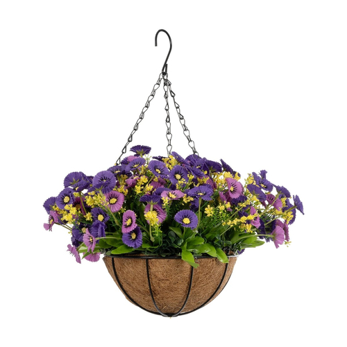 GloboStar® Artificial Garden GERBERA HANGING PLANT 20637 Τεχνητό Κρεμαστό Διακοσμητικό Φυτό Ζέρμπερας Μ40 x Π40 x Y46cm