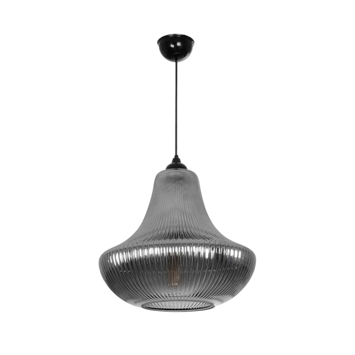 GLOBOSTAR® VERRE 206-0021 Μοντέρνο Κρεμαστό Φωτιστικό Οροφής με Ντουί 1 x E27 AC 220-240V IP20 - Μαύρο Φιμέ - Μ38 x Π38 x Υ34cm