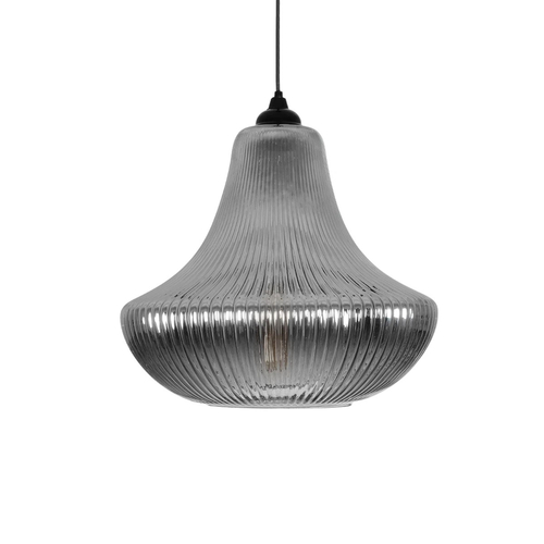 GLOBOSTAR® VERRE 206-0021 Μοντέρνο Κρεμαστό Φωτιστικό Οροφής με Ντουί 1 x E27 AC 220-240V IP20 - Μαύρο Φιμέ - Μ38 x Π38 x Υ34cm