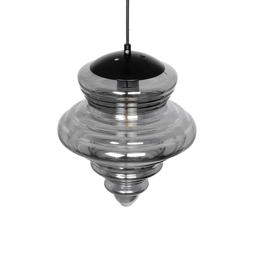 GLOBOSTAR® CORTE 206-0028 Μοντέρνο Κρεμαστό Φωτιστικό Οροφής με Ντουί 1 x E27 AC 220-240V IP20 - Μαύρο Φιμέ - Μ25 x Π25 x Υ30cm