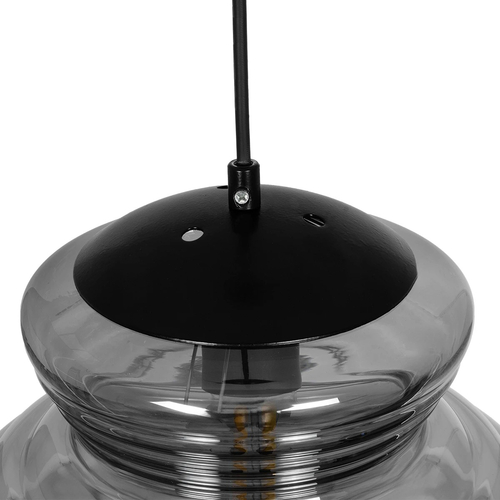 GLOBOSTAR® CORTE 206-0028 Μοντέρνο Κρεμαστό Φωτιστικό Οροφής με Ντουί 1 x E27 AC 220-240V IP20 - Μαύρο Φιμέ - Μ25 x Π25 x Υ30cm