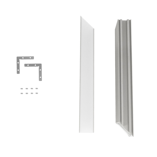 GLOBOSTAR® ALP-CORNER-SIDE90 LUMILINE 61768 Επιφανειακό / Κρεμαστό Προφίλ Αλουμινίου Γωνία με Λευκό Γαλακτερό Πατητό Κάλυμμα για Ταινίες LED IP20 - Γκρι Ανθρακί Ματ - Μ30 x Π3.5 x Υ7cm