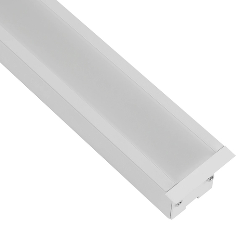 GLOBOSTAR® ALP-LINEAR RECESSA 61785-3M Χωνευτό Προφίλ Αλουμινίου με Λευκό Γαλακτερό Πατητό Κάλυμμα για Ταινίες LED IP20 - Λεικό Ματ - Μ300 x Π3.5 x Υ4cm