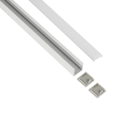 GLOBOSTAR® ALP-LINEAR GLOWTRACK 61796-3M Επιφανειακό Προφίλ Αλουμινίου με Λευκό Γαλακτερό Πατητό Κάλυμμα για Ταινίες LED IP20 - Λευκό Ματ - Μ300 x Π2 x Υ2cm - Πακέτο 5 Τεμαχίων