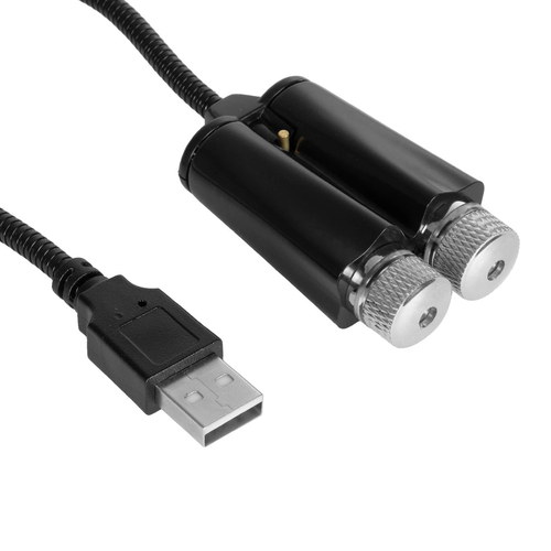 GloboStar® 81845-DUAL Διακοσμητικό Φωτιστικό Ειδικών Φωτορυθμικών Εφέ PARTY Disco LASER DC 5V με Καλώδιο Τροφοδοσίας USB Κόκκινο IP20 Μ3.5 x Π3.5 x Υ21.5cm