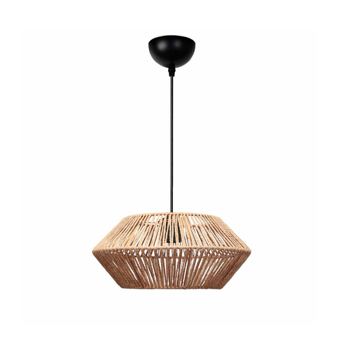 GLOBOSTAR® CASTRO 204-0164 Boho Κρεμαστό Φωτιστικό Οροφής με Ντουί 1 x E27 AC 220-240V IP20 - Μπεζ - Μ32 x Π32 x Υ13cm