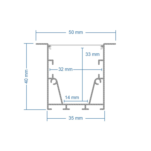 GLOBOSTAR® ALP-LINEAR RECESSA 61787-3M Χωνευτό Προφίλ Αλουμινίου με Λευκό Γαλακτερό Πατητό Κάλυμμα για Ταινίες LED IP20 - Γκρι Ανθρακί Ματ - Μ300 x Π3.5 x Υ4cm
