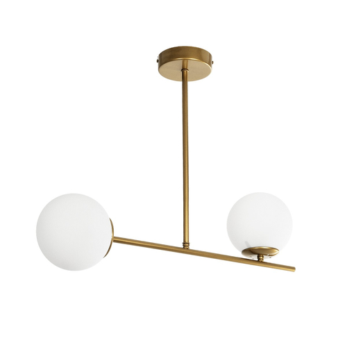 GLOBOSTAR® GLOBUS 201-0119 Μοντέρνο Φωτιστικό Οροφής με Ντουί 2 x E27 AC 220-240V IP20 - Λευκό & Χρυσό - Μ65 x Π15 x Υ23cm