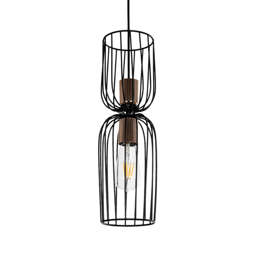 GLOBOSTAR® LAVERA 201-0124 Vintage Κρεμαστό Φωτιστικό Οροφής με Ντουί 1 x E27 AC 220-240V IP20 - Μαύρο & Μπρούτζινο - Μ14 x Π14 x Υ44cm