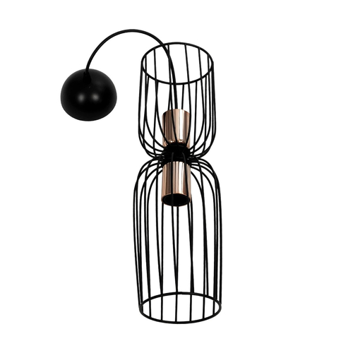 GLOBOSTAR® LAVERA 201-0124 Vintage Κρεμαστό Φωτιστικό Οροφής με Ντουί 1 x E27 AC 220-240V IP20 - Μαύρο & Μπρούτζινο - Μ14 x Π14 x Υ44cm