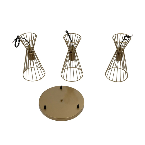 GLOBOSTAR® FLIXIO 201-0126 Vintage Κρεμαστό Φωτιστικό Οροφής με Ντουί 3 x E27 AC 220-240V IP20 - Χρυσό - Μ40 x Π40 x Υ70cm