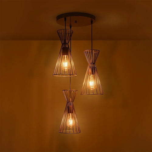 GLOBOSTAR® FLIXIO 201-0126 Vintage Κρεμαστό Φωτιστικό Οροφής με Ντουί 3 x E27 AC 220-240V IP20 - Χρυσό - Μ40 x Π40 x Υ70cm