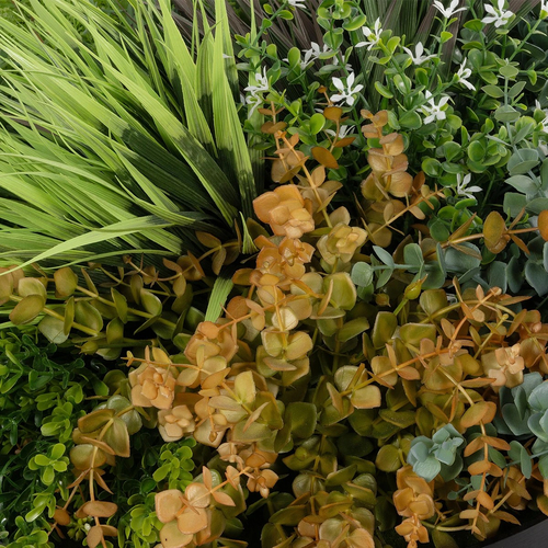 GloboStar® Artificial Garden VARIOUS PLANTS ROUND WALL DISC 20688 Τεχνητό Διακοσμητικό Στρογγυλό Πάνελ Φυλλωσιάς - Κάθετος Κήπος Μιξ Μ50 x Π50 x Υ23cm