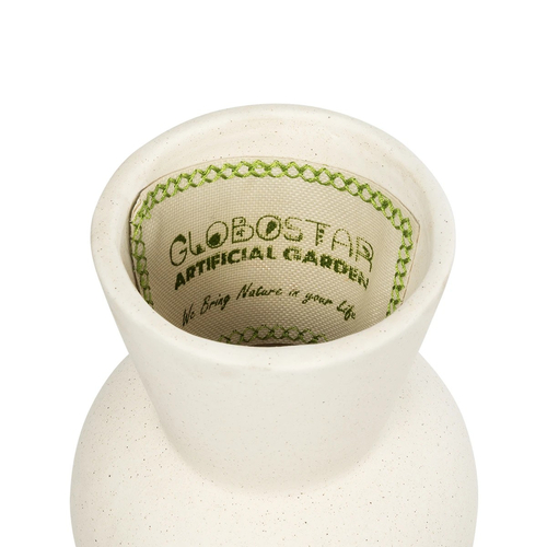 GloboStar® Artificial Garden BANGKOK 21274 Διακοσμητικό Κεραμικό Βάζο Μπεζ Μ12.5 x Π12.5 x Υ23cm