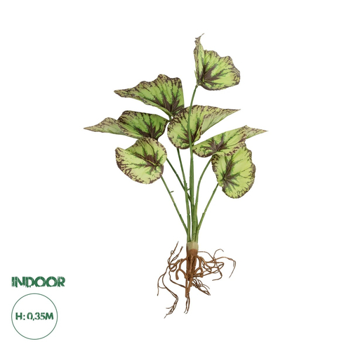 GloboStar® Artificial Garden BEGONIA LEAVES ROOTED 21491 Τεχνητό Διακοσμητικό Φυτό Πολύχρωμη Βιγόνια Μ25 x Π14 x Υ35cm