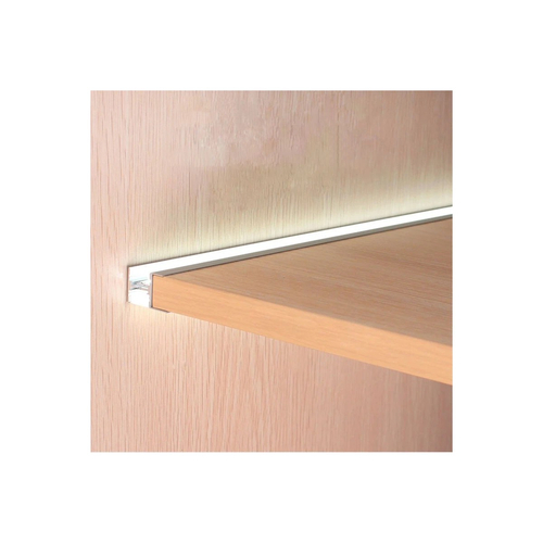 GLOBOSTAR® ALP-R-SHELF DODA 70814-1M Χωνευτό Προφίλ Αλουμινίου Ειδικό για Φωτισμό Ραφιού 18mm με Λευκό Γαλακτερό Πατητό Κάλυμμα για Ταινίες LED IP20 - Ασημί & Λευκό - Μ100 x Π1.5 x Υ2cm