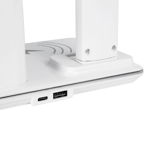 GLOBOSTAR® ZENTIME 76554 Μοντέρνο Επιτραπέζιο Φωτιστικό Γραφείου με Ασύρματη Φόρτιση 15W 3A & Ψηφιακό Ρολόι LED 3.5W 350lm 120° DC 5V με USB-C IP20 Ρυθμιζόμενο Λευκό CCT με Αφή 2700K/4500K/6000K Dimmable - Sanan SMD Chip - Μαύρο - Μ19.5 x Π14.5 x Υ38.8cm - 2 Χρόνια Εγγύηση