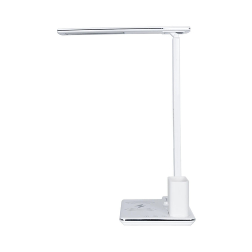 GLOBOSTAR® ZENTIME 76554 Μοντέρνο Επιτραπέζιο Φωτιστικό Γραφείου με Ασύρματη Φόρτιση 15W 3A & Ψηφιακό Ρολόι LED 3.5W 350lm 120° DC 5V με USB-C IP20 Ρυθμιζόμενο Λευκό CCT με Αφή 2700K/4500K/6000K Dimmable - Sanan SMD Chip - Μαύρο - Μ19.5 x Π14.5 x Υ38.8cm - 2 Χρόνια Εγγύηση