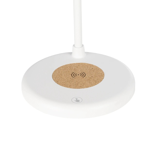 GLOBOSTAR® LUCORA 76555 Μοντέρνο Επιτραπέζιο Φωτιστικό Γραφείου με Ασύρματη Φόρτιση 10W 2A & 4W Bluetooth Ηχείο LED 3W 300lm 120° DC 5V με USB-C IP20 Ρυθμιζόμενο Λευκό CCT με Αφή 2700K/4500K/6000K Dimmable - Sanan SMD Chip - Λευκό - Μ12 x Π12 x Υ32cm - 2 Χρόνια Εγγύηση