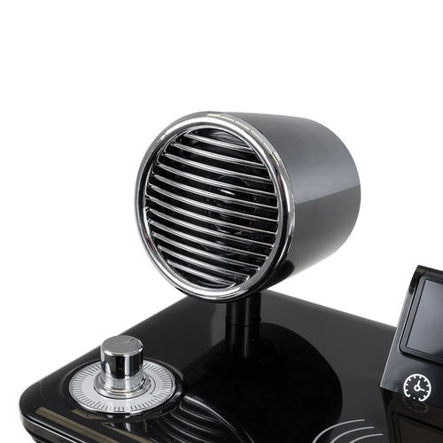 GLOBOSTAR® OLDY 76563 Μοντέρνο Επιτραπέζιο Φωτιστικό Γραφείου με Ασύρματη Φόρτιση 15W 3A, 5W Bluetooth Ηχείο & Ψηφιακό Ρολόι LED 3W 300lm 120° DC 5V με USB-C IP20 Ρυθμιζόμενο Λευκό CCT με Αφή 2700K/4500K/6000K Dimmable - Sanan SMD Chip - Μαύρο - Μ13 x Π25 x Υ43cm - 2 Χρόνια Εγγύηση