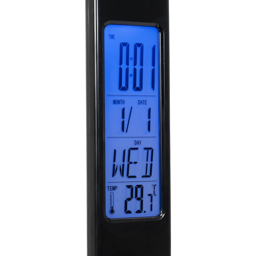 GLOBOSTAR® ZENTIME 76564 Μοντέρνο Επιτραπέζιο Φωτιστικό Γραφείου με Ασύρματη Φόρτιση 10W 2A & Ψηφιακό Ρολόι LED 3.5W 350lm 120° DC 5V με USB-C IP20 Ρυθμιζόμενο Λευκό CCT με Αφή 2700K/4500K/6000K Dimmable - Sanan SMD Chip - Μαύρο - Μ18 x Π12 x Υ40cm - 2 Χρόνια Εγγύηση