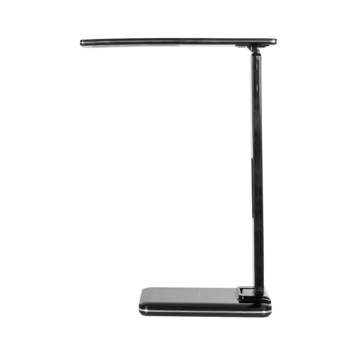 GLOBOSTAR® ZENTIME 76564 Μοντέρνο Επιτραπέζιο Φωτιστικό Γραφείου με Ασύρματη Φόρτιση 10W 2A & Ψηφιακό Ρολόι LED 3.5W 350lm 120° DC 5V με USB-C IP20 Ρυθμιζόμενο Λευκό CCT με Αφή 2700K/4500K/6000K Dimmable - Sanan SMD Chip - Μαύρο - Μ18 x Π12 x Υ40cm - 2 Χρόνια Εγγύηση