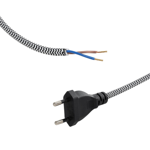 GLOBOSTAR® WHIP 77670 Μοντέρνο DIY Υφασμάτινο Καλώδιο με Διακόπτη On/Off AC 220-240V IP20 - Λευκό & Μαύρο - Μ150 x Π2.7 x Υ1.9cm