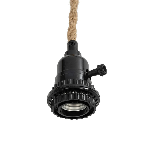 GLOBOSTAR® WHIP 77676 Μοντέρνο DIY Φωτιστικό με Υφασμάτινο Καλώδιο, Ντουί 3 x E27, Διακόπτη On/Off & Πρίζα AC 220-240V IP20 - Μπεζ & Μαύρο - Μ650 x Π5.5 x Υ100cm