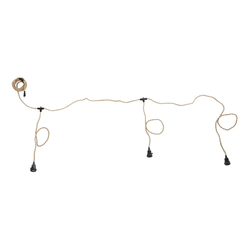 GLOBOSTAR® WHIP 77676 Μοντέρνο DIY Φωτιστικό με Υφασμάτινο Καλώδιο, Ντουί 3 x E27, Διακόπτη On/Off & Πρίζα AC 220-240V IP20 - Μπεζ & Μαύρο - Μ650 x Π5.5 x Υ100cm