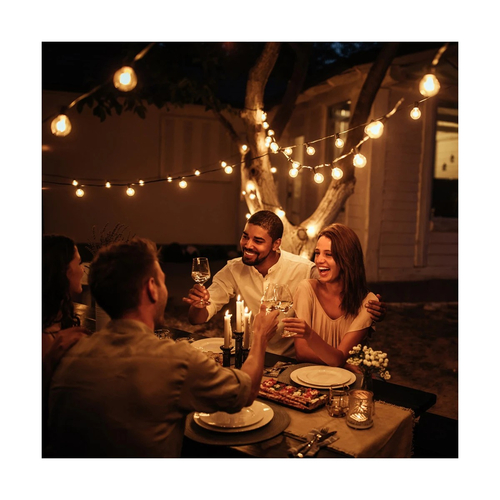 GLOBOSTAR® TWILIGHT 79669 Μοντέρνο Φωτιστικό Κήπου Γιρλάντα 14.5m με 50 Λάμπες LED 30W 2700lm 360° DC 3.6V με Ενσωματωμένο Φωτοβολταϊκό Panel 5.5V 5W & Επαναφορτιζόμενη Μπαταρία Li-ion 3.7V 3x18650 6600mAh Αδιάβροχο IP65 Θερμό Λευκό 2700Κ Dimmable - Sanan SMD Chip - Μαύρο & Διάφανο - Μ1450 x Π4 x Υ7cm - 2 Χρόνια Εγγύηση