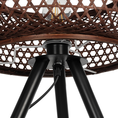 GloboStar® ZORION 999-0040 Vintage Επιτραπέζιο Φωτιστικό Πορτατίφ Μονόφωτο 1 x E27 IP20 Καφέ Ξύλο με Μαύρο Μέταλλο - Μ40 x Π40 x Υ43.5cm